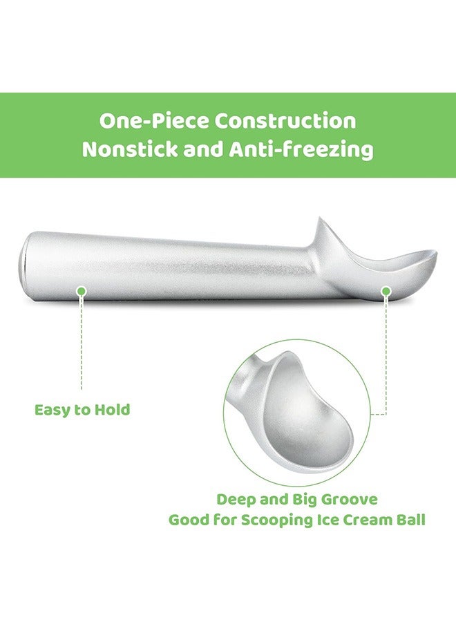 بيوينتي مغرفة آيس كريم، مغرفة آيس كريم مانعة للالتصاق من قطعة واحدة، ملعقة آيس كريم فضية مضادة للتجمد من الألومنيوم مقاس 7 بوصة للجيلاتو والسوربيه وعجين الكوكيز واللوز، تصميم متين شديد التحمل وسهل التنظيف - Image 2