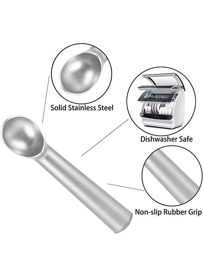 بيوينتي مغرفة آيس كريم، مغرفة آيس كريم مانعة للالتصاق من قطعة واحدة، ملعقة آيس كريم فضية مضادة للتجمد من الألومنيوم مقاس 7 بوصة للجيلاتو والسوربيه وعجين الكوكيز واللوز، تصميم متين شديد التحمل وسهل التنظيف - Image 4