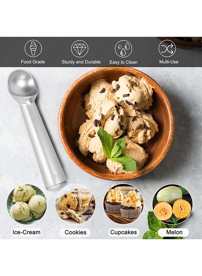 بيوينتي مغرفة آيس كريم، مغرفة آيس كريم مانعة للالتصاق من قطعة واحدة، ملعقة آيس كريم فضية مضادة للتجمد من الألومنيوم مقاس 7 بوصة للجيلاتو والسوربيه وعجين الكوكيز واللوز، تصميم متين شديد التحمل وسهل التنظيف - Image 5