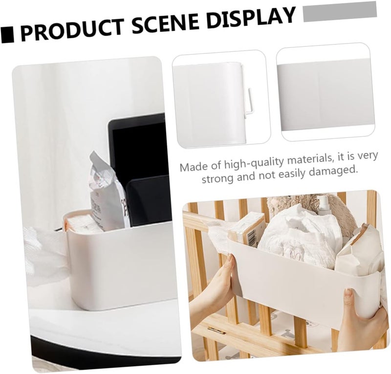 Luxshiny 1Pc Wall Mounted Bedside Storage Box Material Multi Purpose Diaper Feeding Bottle Organizer Space Saving Design with Hooks for Nursery Dorm Use - Image 5