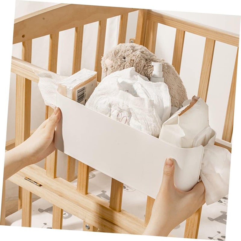 Luxshiny 1Pc Wall Mounted Bedside Storage Box Material Multi Purpose Diaper Feeding Bottle Organizer Space Saving Design with Hooks for Nursery Dorm Use - Image 4