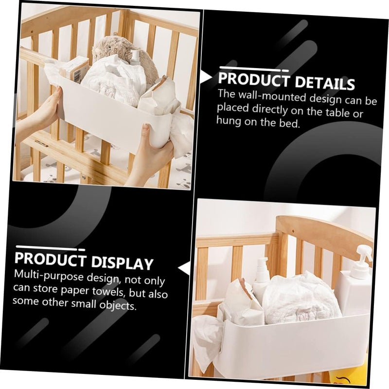 Luxshiny 1Pc Wall Mounted Bedside Storage Box Material Multi Purpose Diaper Feeding Bottle Organizer Space Saving Design with Hooks for Nursery Dorm Use - Image 3