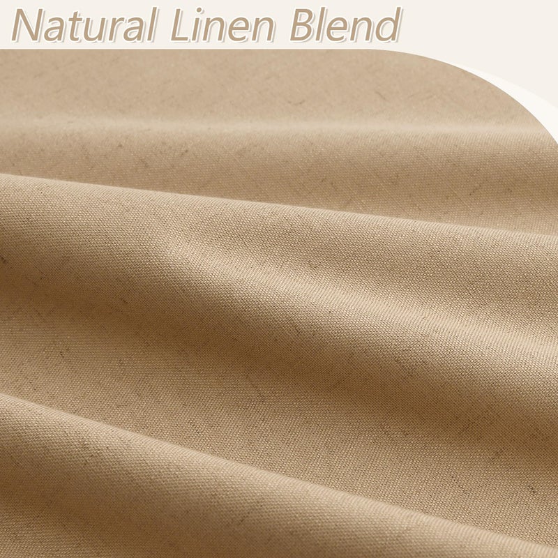 Guken 100% Blackout Linen Curtains 84 Inch Length 2 Panels Set for Living Room Bedroom Back Tab Thermal Insulated Black Out Linen Drapes Room Darkening Window Curtains 84 Inches Long,Camel Brown - Image 3