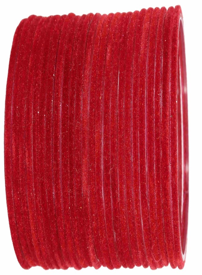 LAVAZZA Glass Bangles For Women and Girls | chudi set red | glass bangles red | velvet bangles | red glass Bangles for women 2.6 | Kaanch ki Chudiyan | Stylish Women's bangles-, (Red-2.6) - Image 1