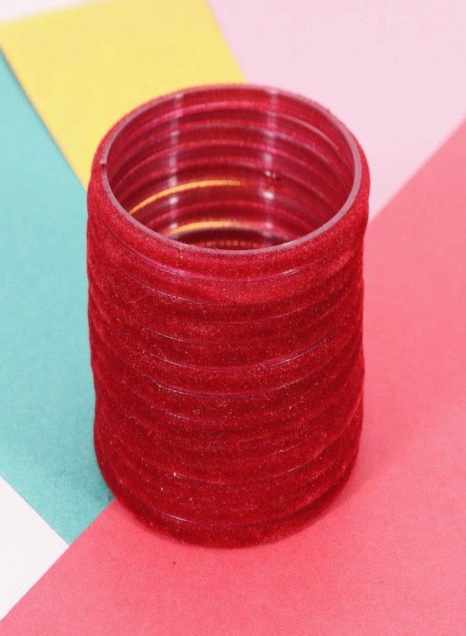 LAVAZZA Glass Bangles For Women and Girls | chudi set red | glass bangles red | velvet bangles | red glass Bangles for women 2.6 | Kaanch ki Chudiyan | Stylish Women's bangles-, (Red-2.6) - Image 4