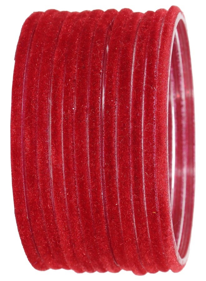 LAVAZZA Glass Bangles For Women and Girls | chudi set red | glass bangles red | velvet bangles | red glass Bangles for women 2.6 | Kaanch ki Chudiyan | Stylish Women's bangles-, (Red-2.6) - Image 2