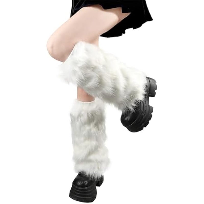 Womens Faux Fur Furry Leg Warmers - Image 1