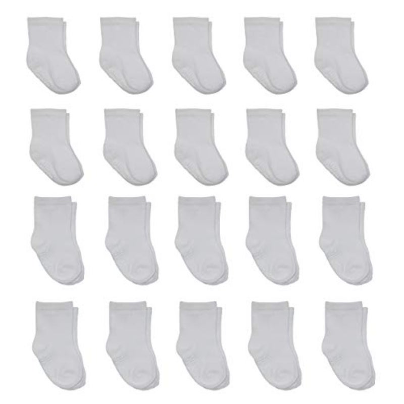 Little Me 20-Pack Newborn Baby Infant and Toddler Unisex Socks, 0-12/12-24 Months, Assorted Size Pack, White - Image 1