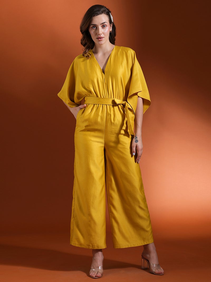 globus Globus Women Bright Ideas Kimono Sleeves Waist Tie-Up Satin Basic Jumpsuit  - Image 1