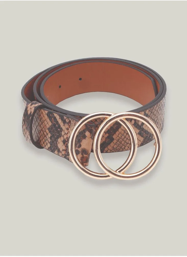 AMICA Animal Print Buckle Belt Tan Brown