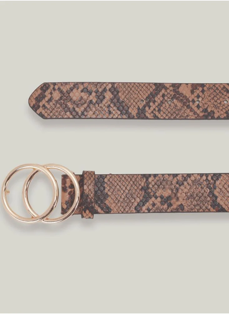 AMICA Animal Print Buckle Belt Tan Brown