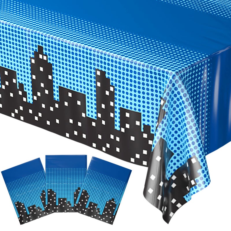 Blue Orchards Superhero Cityscape Table Covers Pack of 3 108x54 XL Superhero Table Cloth for Parties Birthday Party Supplies Boy Birthday Party Decorations Super Hero Brithday Party - Image 2