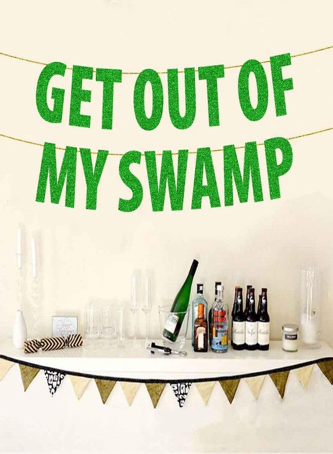 SWEETTALA Get Out of My Swamp Bunting Banner, Birthday Bunting Decor, Funny Housewarming Party Decorations Green Glitter - Image 5