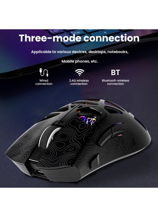 UCHUANG G11 Lightweight Wireless Gaming Mouse,Tri-Mode(2.4G/USB-C Wired/Bluetooth),6 Backlight Effects,6 DPI Adjustable up to 22000,PAW3311 Optical Sensor,400mAh Long Battery,8 Buttons for PC/Laptop/Win/Mac(Black)  - Image 3