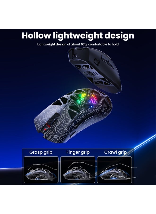 UCHUANG G11 Lightweight Wireless Gaming Mouse,Tri-Mode(2.4G/USB-C Wired/Bluetooth),6 Backlight Effects,6 DPI Adjustable up to 22000,PAW3311 Optical Sensor,400mAh Long Battery,8 Buttons for PC/Laptop/Win/Mac(Black)  - Image 5
