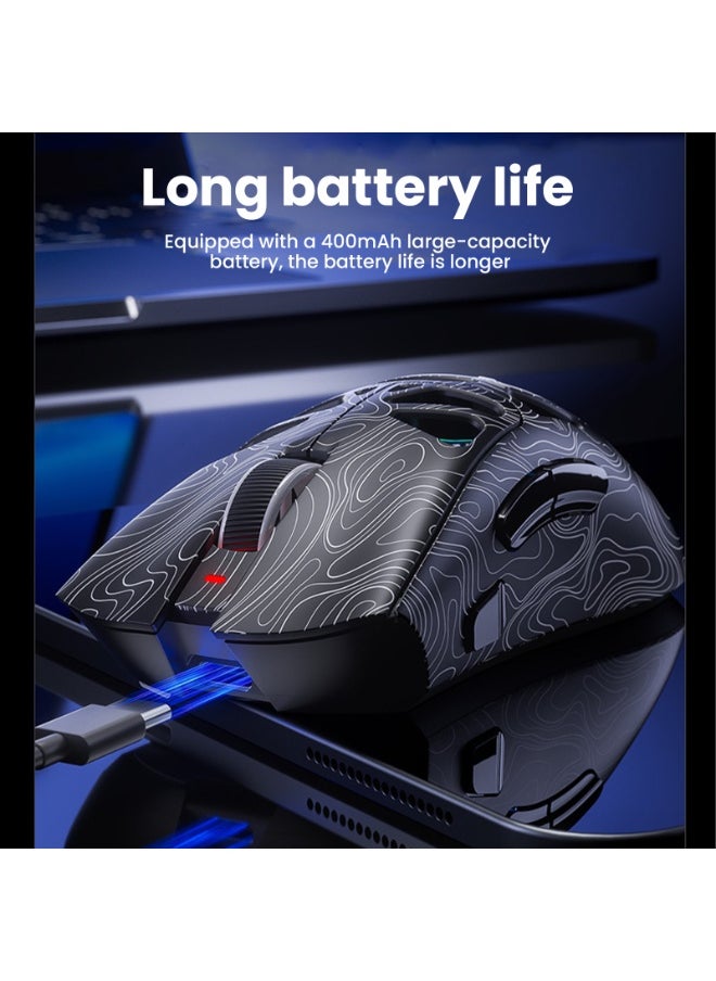 G11 Lightweight Wireless Gaming Mouse,Tri-Mode(2.4G/USB-C Wired/Bluetooth),6 Backlight Effects,6 DPI Adjustable up to 22000,PAW3311 Optical Sensor,400mAh Long Battery,8 Buttons for PC/Laptop/Win/Mac(Black)