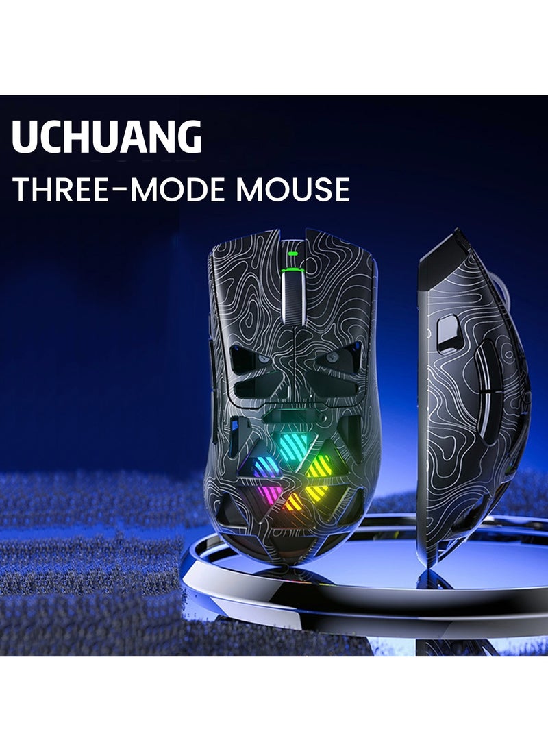 UCHUANG G11 Lightweight Wireless Gaming Mouse,Tri-Mode(2.4G/USB-C Wired/Bluetooth),6 Backlight Effects,6 DPI Adjustable up to 22000,PAW3311 Optical Sensor,400mAh Long Battery,8 Buttons for PC/Laptop/Win/Mac(Black)  - Image 1