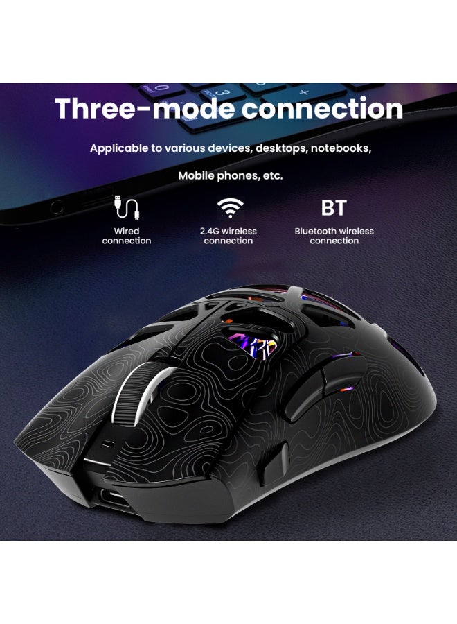 UCHUANG G11 Lightweight Wireless Gaming Mouse,Tri-Mode(2.4G/USB-C Wired/Bluetooth),6 Backlight Effects,6 DPI Adjustable up to 22000,PAW3311 Optical Sensor,400mAh Long Battery,8 Buttons for PC/Laptop/Win/Mac(Black)  - Image 2