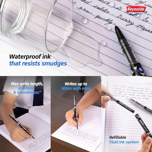 Reynolds TRIMAX RollerBall Pen SET - 5 PENS BLACK | ROLLER BALL PEN FOR WRITING | PEN FOR STUDENTS & OFFICE STATIONERY | 0.5 mm TIP SIZE - Image 4