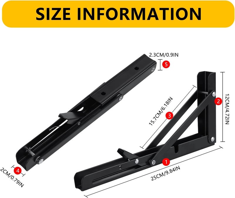 ZOKIXTO Folding Shelf Brackets 1 Pack Heavy Duty Metal Collapsible Shelf Bracket Wall Mounted Triangle Floating Shelf Bracket Space Saving DIY Shelf Hinge for Bench Table 8 Inch - Image 3