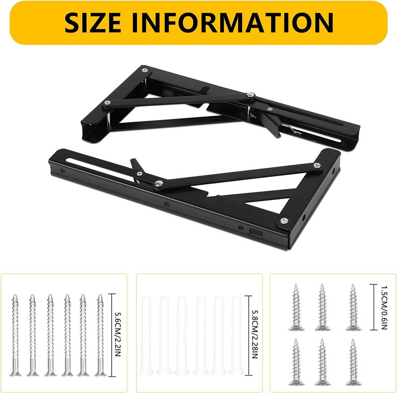 ZOKIXTO Folding Shelf Brackets 1 Pack Heavy Duty Metal Collapsible Shelf Bracket Wall Mounted Triangle Floating Shelf Bracket Space Saving DIY Shelf Hinge for Bench Table 8 Inch - Image 4