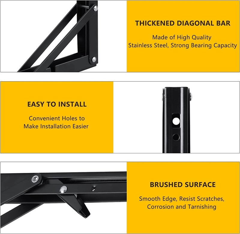 ZOKIXTO Folding Shelf Brackets 1 Pack Heavy Duty Metal Collapsible Shelf Bracket Wall Mounted Triangle Floating Shelf Bracket Space Saving DIY Shelf Hinge for Bench Table 8 Inch - Image 5