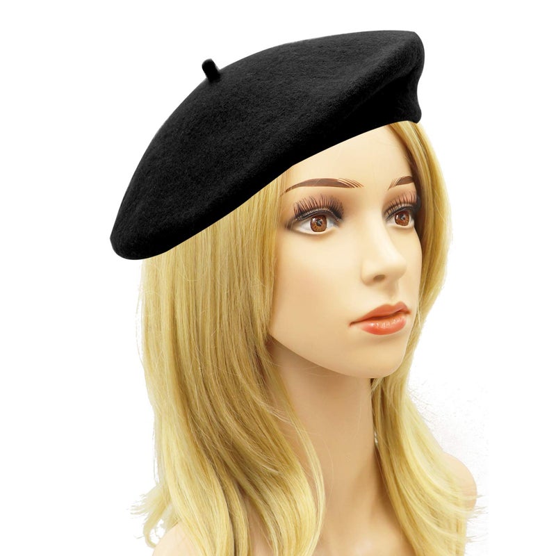 Umeepar Wool French Beret Hat for Women, Black - Image 2