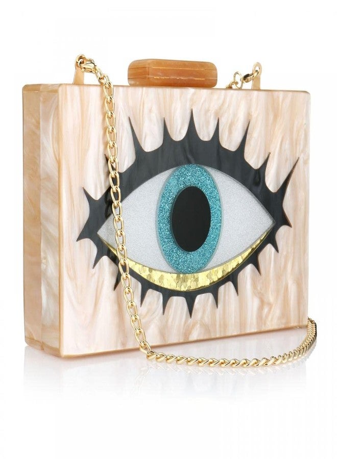 Gets Acrylic Clutch Purses for Women Eyes Evening Bag Glitter Box Clutch Purse Handbags Crossbody Bag (X White) - Image 1