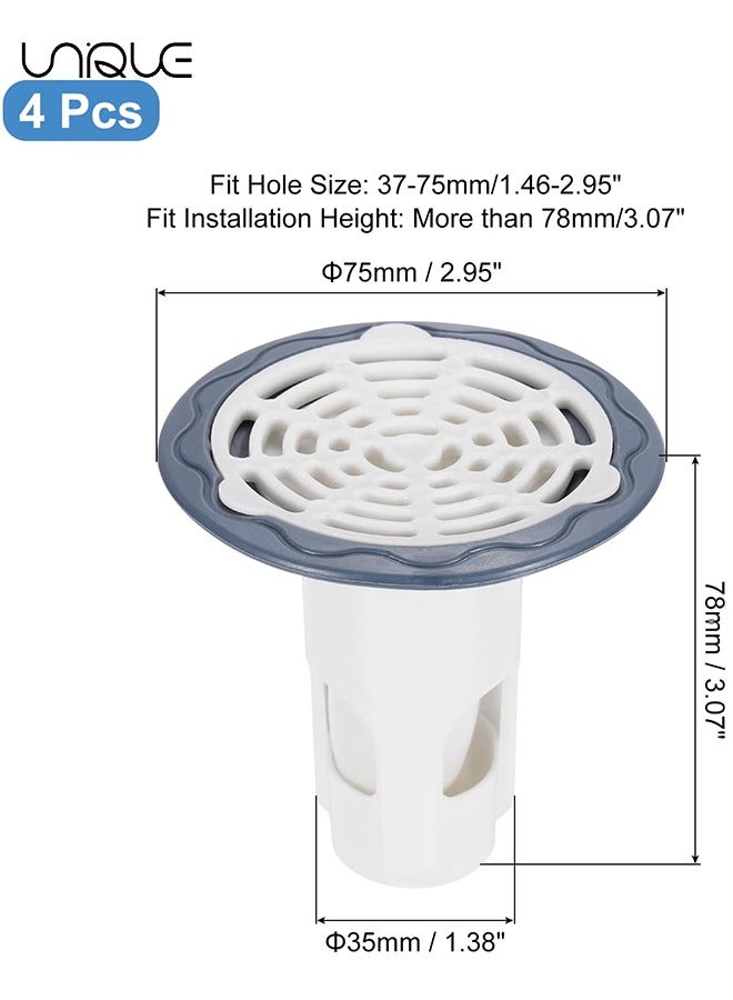 يونيك استنزاف الأرضية الأساسية - 4 قطع دش الطابق استنزاف مانع التدفق العكسي - صمام المجاري المضادة للرائحة الأساسية إدراج استنزاف التوصيل الماسك الشعر لشرفة المطبخ والحمام - Image 2