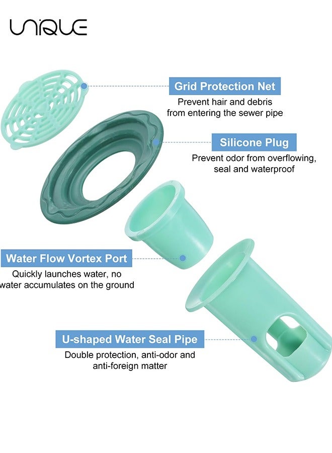 يونيك استنزاف الأرضية الأساسية - 4 قطع دش الطابق استنزاف مانع التدفق العكسي - صمام المجاري المضادة للرائحة الأساسية إدراج استنزاف التوصيل الماسك الشعر لشرفة المطبخ والحمام - Image 3