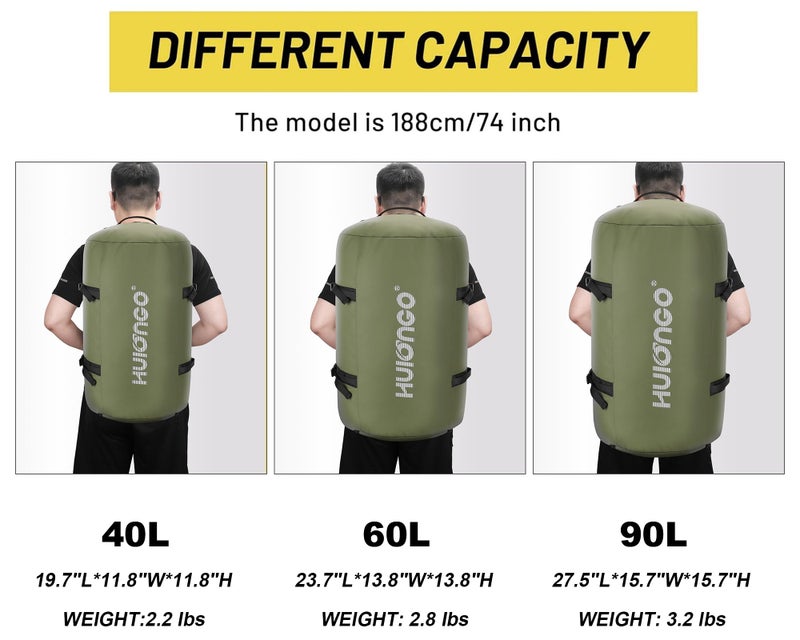 Hulongo 40L/60L/90L Large Waterproof Duffle Bag Backpack for Men, Mens Duffel Backpack Bags for Traveling, Heavy Duty (Green, 90l) - Image 2