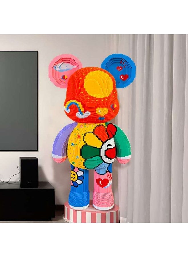 Large Colorful Bear Block Statue – 3D Pixelated Building Blocks Art Figure, Creative Decorative Sculpture for Home, Office & Collectors - Image 5