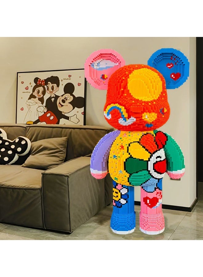 Large Colorful Bear Block Statue – 3D Pixelated Building Blocks Art Figure, Creative Decorative Sculpture for Home, Office & Collectors - Image 2