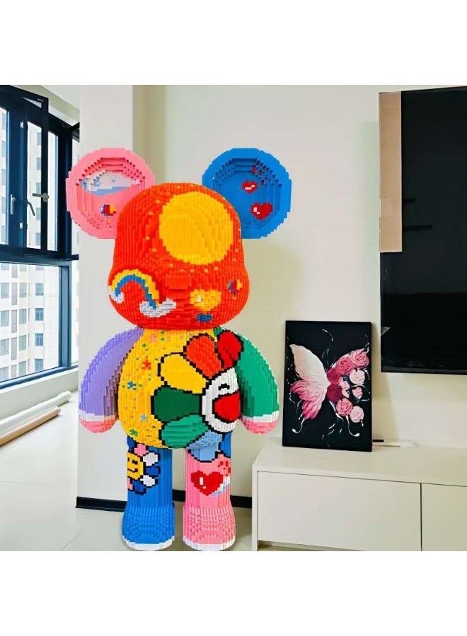 Large Colorful Bear Block Statue – 3D Pixelated Building Blocks Art Figure, Creative Decorative Sculpture for Home, Office & Collectors - Image 3