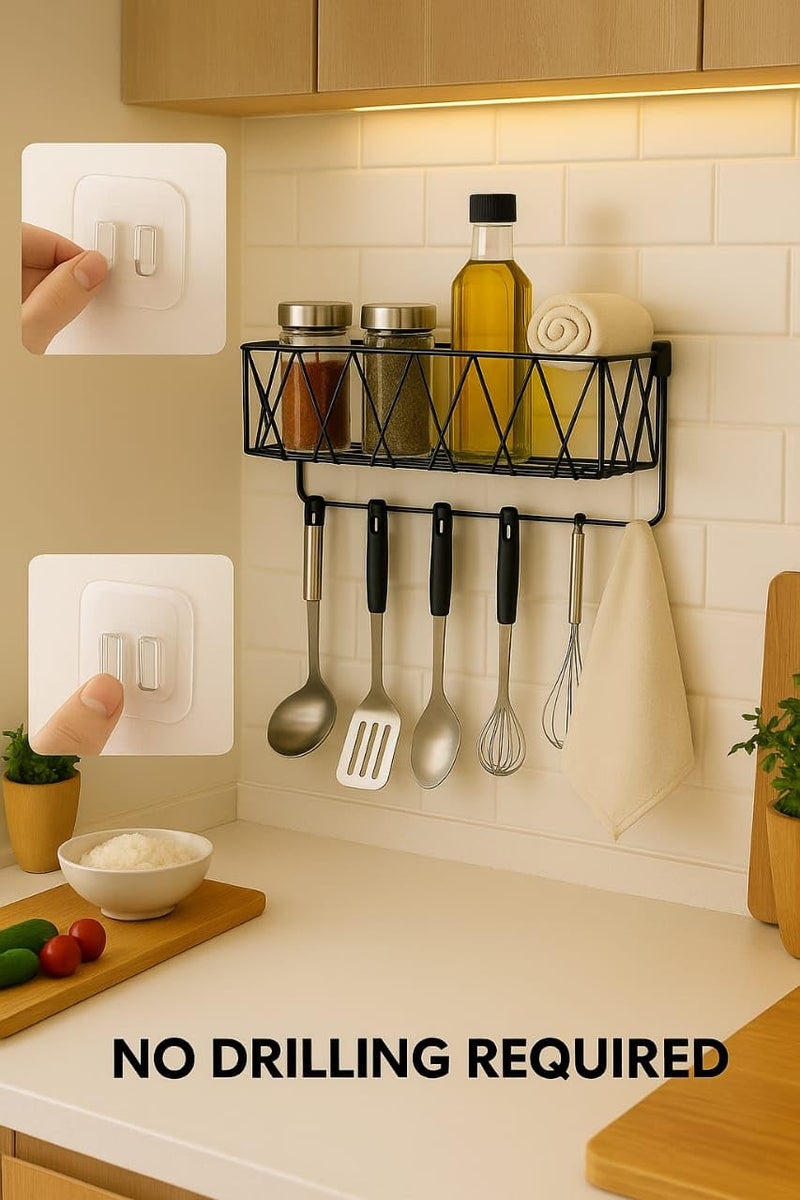 CentraLit Metal Wall Key holder for home decor stylish - Bathroom Shelf Organiser for Wall without drill - Mounted Bathroom O rganizer with Hooks - Key Hanger for Wall - Image 2