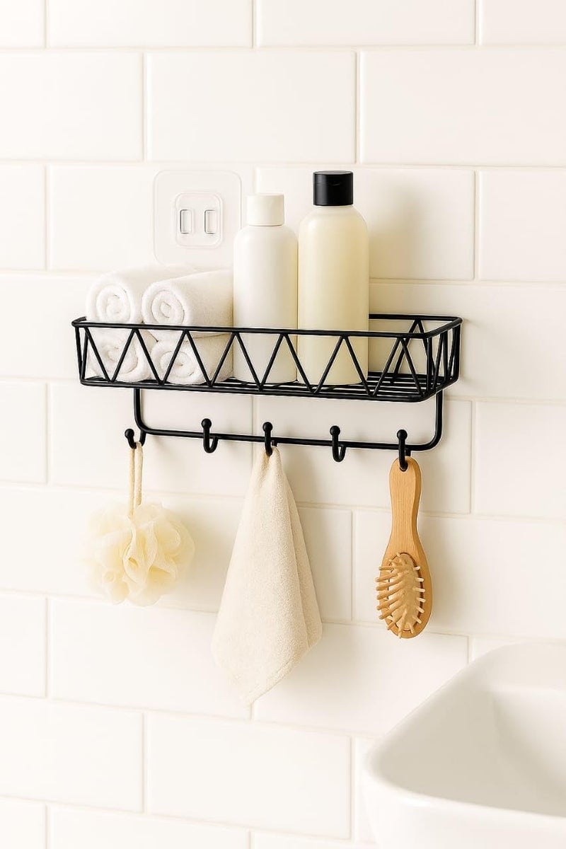 CentraLit Metal Wall Key holder for home decor stylish - Bathroom Shelf Organiser for Wall without drill - Mounted Bathroom O rganizer with Hooks - Key Hanger for Wall - Image 3