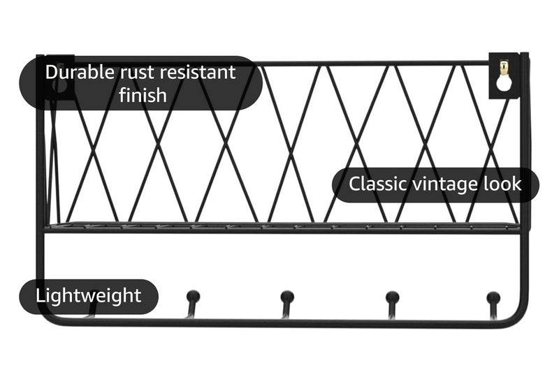 CentraLit Metal Wall Key holder for home decor stylish - Bathroom Shelf Organiser for Wall without drill - Mounted Bathroom O rganizer with Hooks - Key Hanger for Wall - Image 4