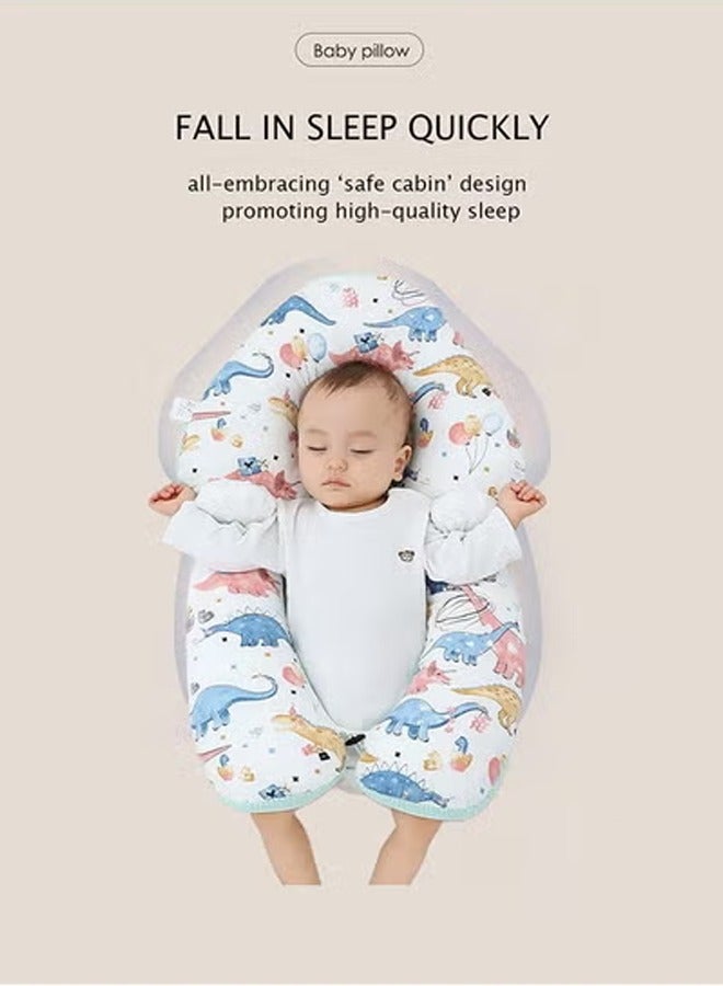 آيسيورا وسادة تشكيل راس الطفل، وسادة نوم مضادة للبدء، لتصحيح انحراف راس الطفل، محمولة وقابلة للغسل في الغسالة، برباط قابل للتعديل للشتاء والصيف، استخدام مزدوج، مناسبة للاطفال من عمر 0-36 شهر، البوليستر، ابيض - Image 1