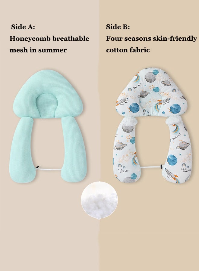 آيسيورا وسادة تشكيل راس الطفل، وسادة نوم مضادة للبدء، لتصحيح انحراف راس الطفل، محمولة وقابلة للغسل في الغسالة، برباط قابل للتعديل للشتاء والصيف، استخدام مزدوج، مناسبة للاطفال من عمر 0-36 شهر، البوليستر، ابيض - Image 3