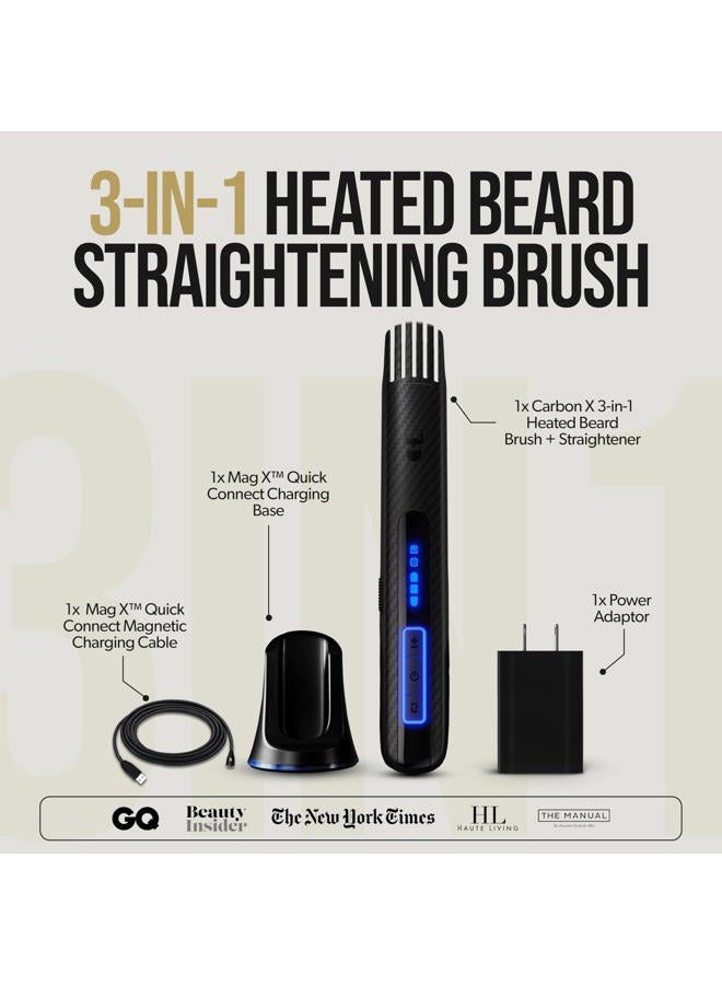 The Beard Struggle كربون إكس - فرشاة لحية مدفأة + مفرش لحية للرجال - فرشاة لحية بدون سلك ومشط فرد - قابلة للشحن، 3 إعدادات حرارة، غلاف واقي من الألياف الدقيقة متضمن - Image 2