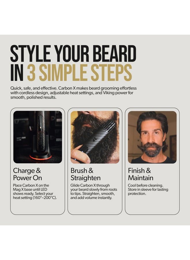 The Beard Struggle كربون إكس - فرشاة لحية مدفأة + مفرش لحية للرجال - فرشاة لحية بدون سلك ومشط فرد - قابلة للشحن، 3 إعدادات حرارة، غلاف واقي من الألياف الدقيقة متضمن - Image 5