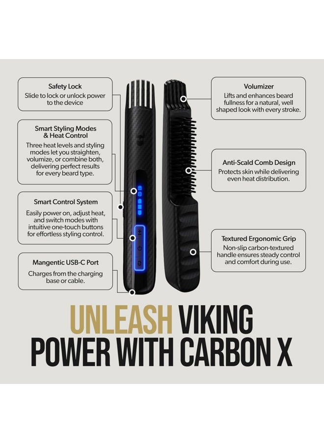 The Beard Struggle كربون إكس - فرشاة لحية مدفأة + مفرش لحية للرجال - فرشاة لحية بدون سلك ومشط فرد - قابلة للشحن، 3 إعدادات حرارة، غلاف واقي من الألياف الدقيقة متضمن - Image 3