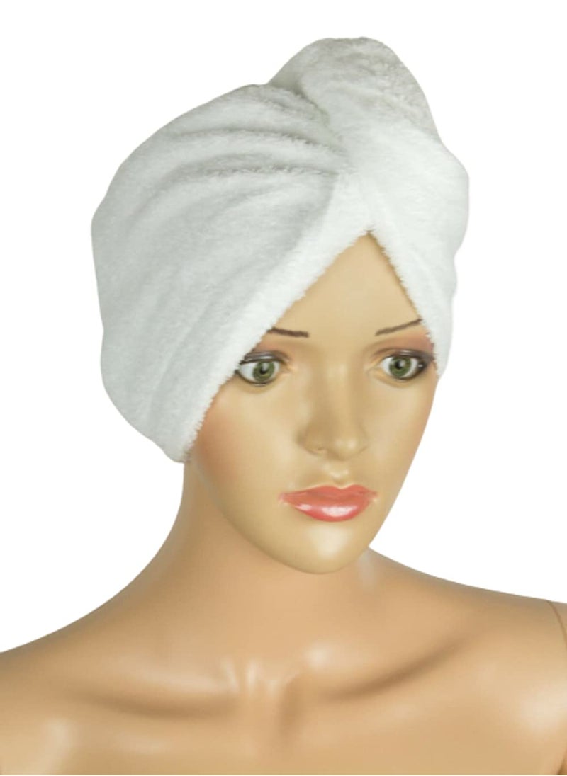 VYAKOM EXPORTS VYAKOM EXPORTS White Cream Hair Towel Wrap Quick Dry 100 Cotton Super Absorbent Turban Head Wrap for Women with Button Anti Frizz Hair Products Hair Cap for Curly Long Thick Hair  - Image 2