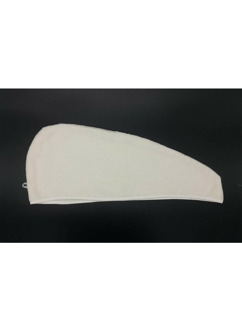 VYAKOM EXPORTS VYAKOM EXPORTS White Cream Hair Towel Wrap Quick Dry 100 Cotton Super Absorbent Turban Head Wrap for Women with Button Anti Frizz Hair Products Hair Cap for Curly Long Thick Hair  - Image 4