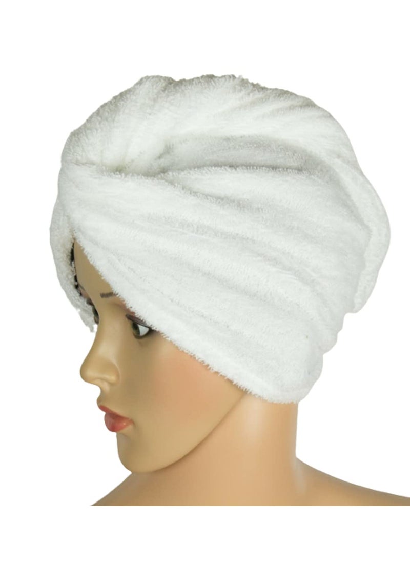 VYAKOM EXPORTS VYAKOM EXPORTS White Cream Hair Towel Wrap Quick Dry 100 Cotton Super Absorbent Turban Head Wrap for Women with Button Anti Frizz Hair Products Hair Cap for Curly Long Thick Hair  - Image 5
