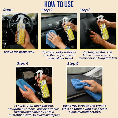 ShineXPro Car Interior Cleaner and Protectant - Car Interior Cleaning safe as a Car Dashboard Cleaner, Car Seat Cleaner & All Interior Surfaces - Infused UV Blockers Protect from Fading - Citrus Scent - Image 4