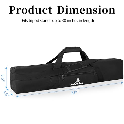 TORIBIO Tripod Carrying Case 31x55x55in Heavy Duty Tripod Bag with Shoulder Straps and Handles Multifunctional Monopod Case for Music Stand Lights Speakers Cameras Booms Microphone Stands - Image 3