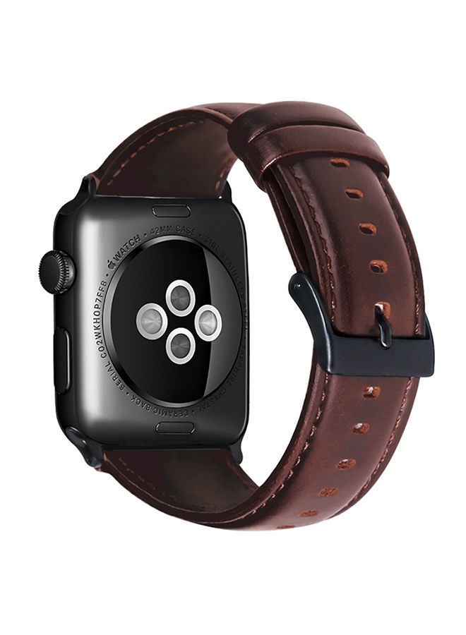 NIBEMINENT Leather Digital Watch Band For Apple Series 5/4 40Mm/3/2/1 38Mm Coffee - Image 1