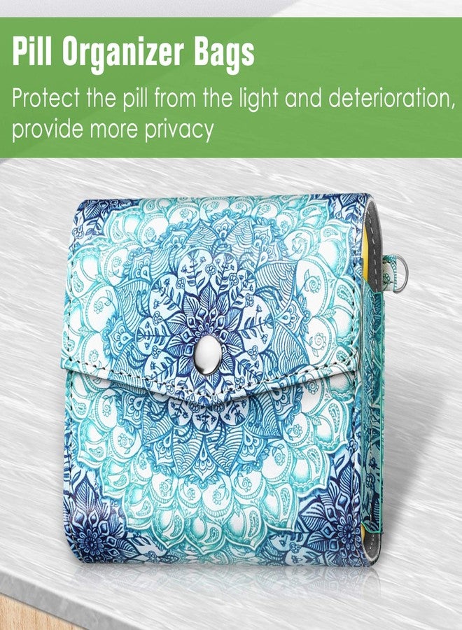 FINPAC Weekly Pill Organizers 4 Times A Day, Slide Open PU Leather Case Travel Pill Vitamin Medicine Reminder and Planner with Name Card for Morning| Afternoon| Evening| Bedtime (Emerald Illusions) - Image 4
