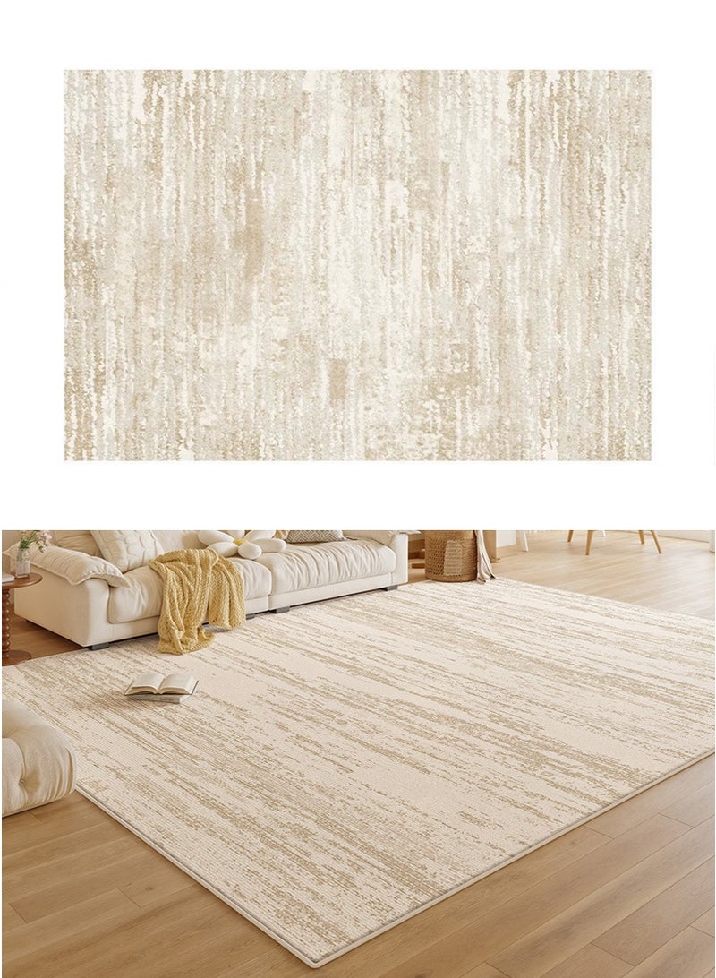 VUCATIN 160x230cm Faux Wool Thick Dense Living Room Carpet, Soft Non-Slip Large Home Area Rug, Cream Style Long Bedside Runner for Bedroom, Sofa & Coffee Table Mat, Balcony Hallway Mat - Image 1
